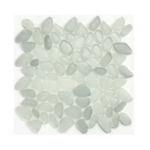 Full Sheet Sample - Artesano Reciclado Silver Jewel Pebble Marble Mosaic - 10.6" x 10.6" x 3/8" Glossy