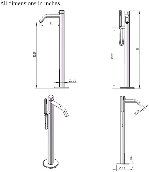 Brushed Polish Stainless Steel Bathtub Faucet