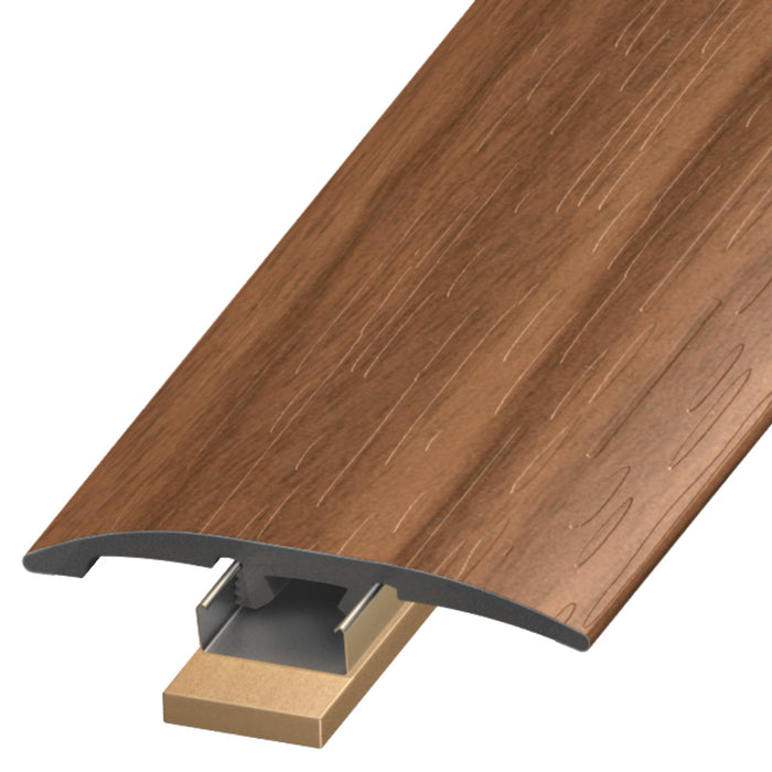 Standard Color Vinyl Light Walnut Slim Trim with Slim Track, Versatrack Shim, and Dowel Tree Aluminum Oxide 1