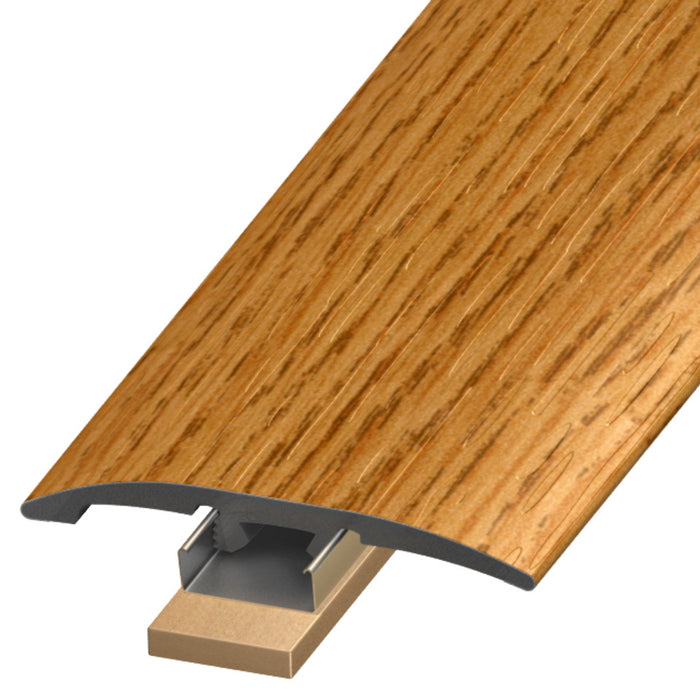 Standard Color Vinyl Classic Oak Slim Trim with Slim Track, Versatrack Shim, and Dowel Tree Aluminum Oxide 1
