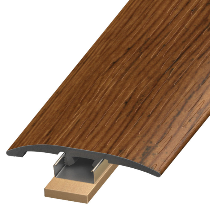 Standard Color Vinyl Prestige Pine Slim Trim with Slim Track, Versatrack Shim, and Dowel Tree Aluminum Oxide 1