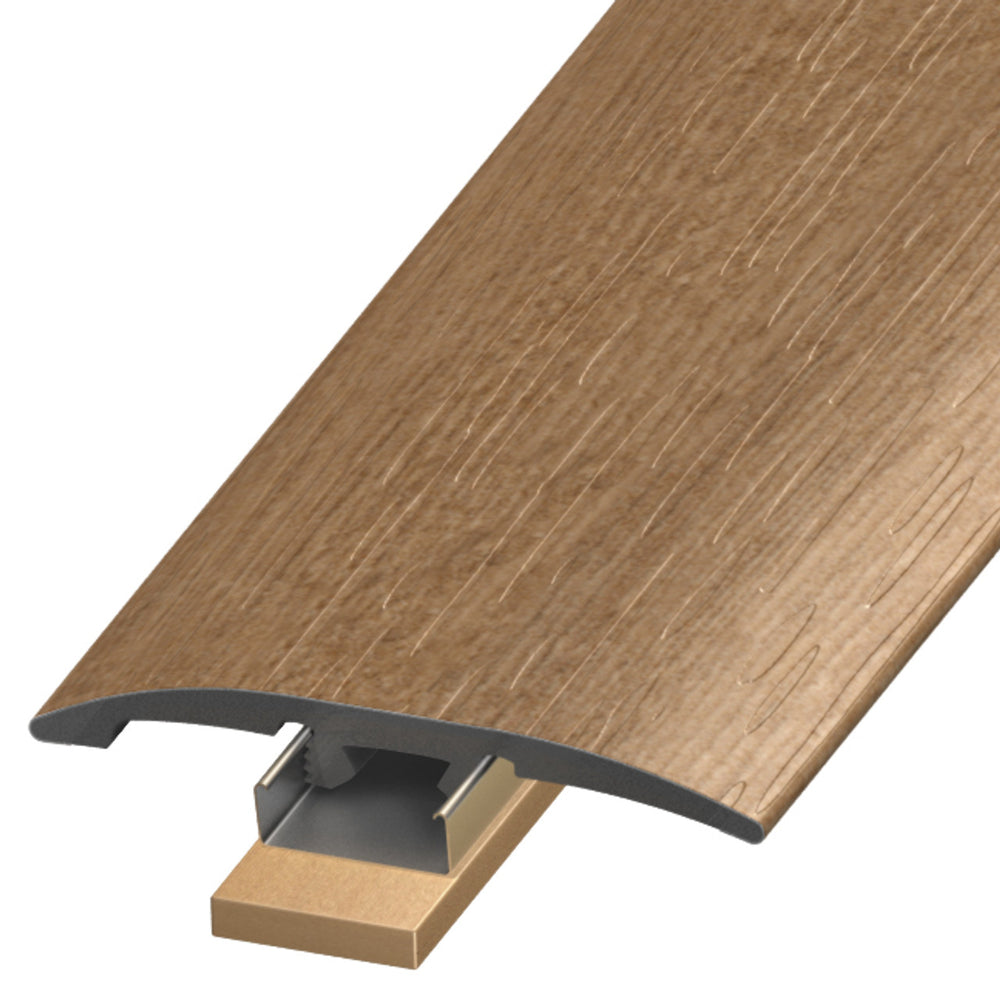 Standard Color Vinyl Brushed Oak Slim Trim with Slim Track and Versatrack Shim Aluminum Oxide 1