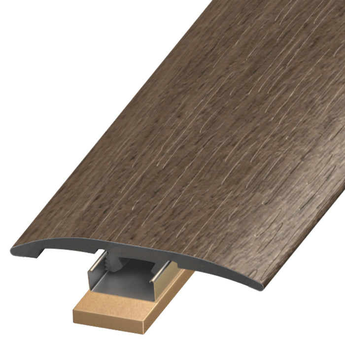 Standard Color Vinyl Smokey Oak Slim Trim with Slim Track, Versatrack Shim, and Dowel Tree Aluminum Oxide 1