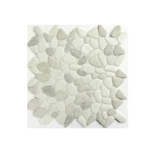 Full Sheet Sample - Artesano Reciclado South Sea Pearl Pebble Marble Mosaic - 10.6" x 10.6" x 3/8" Glossy