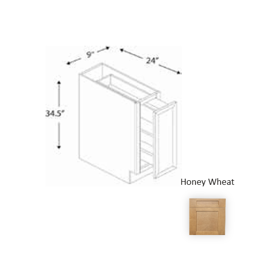 Framed Shaker Deluxe Wood Honey Wheat Base Cabinet Natural clear coat 1