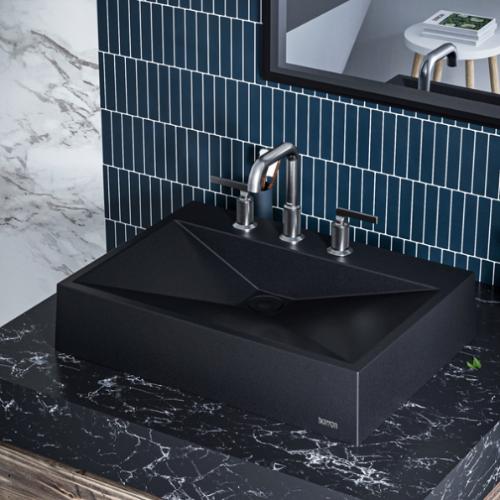 Quartz Composite Black Bathroom Sink 2