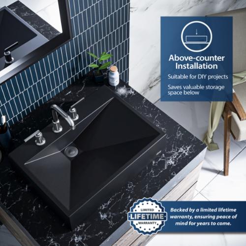 Quartz Composite Black Bathroom Sink 3