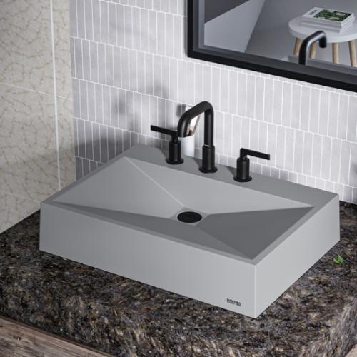 Quartz Composite Grey Bathroom Sink 2