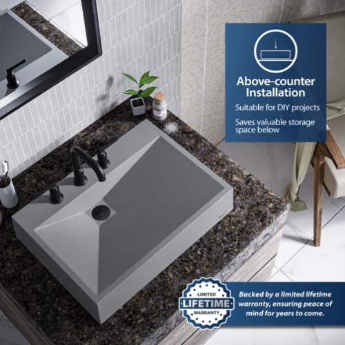 Quartz Composite Grey Bathroom Sink 3
