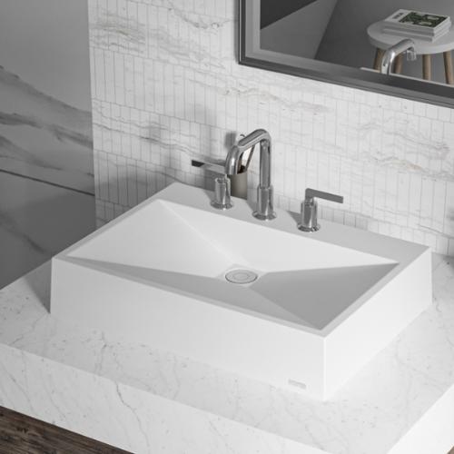 Quartz Composite White Bathroom Sink 2