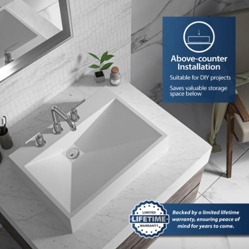 Quartz Composite White Bathroom Sink 3