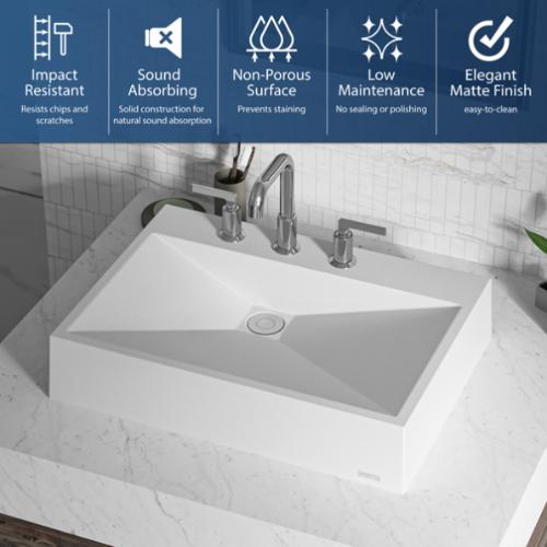Quartz Composite White Bathroom Sink 4