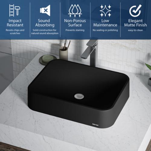 Quartz Composite Black Bathroom Sink 3
