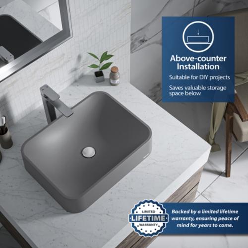 Quartz Composite Grey Bathroom Sink 2