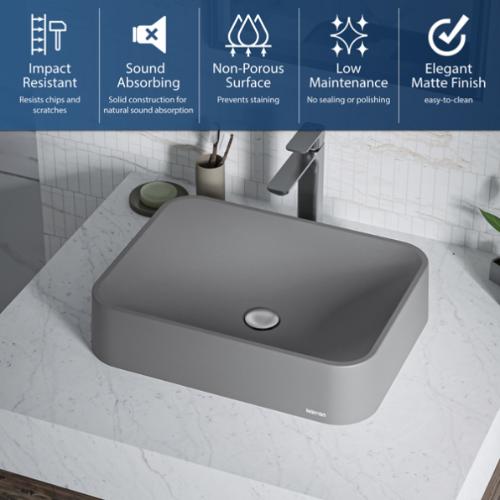 Quartz Composite Grey Bathroom Sink 3