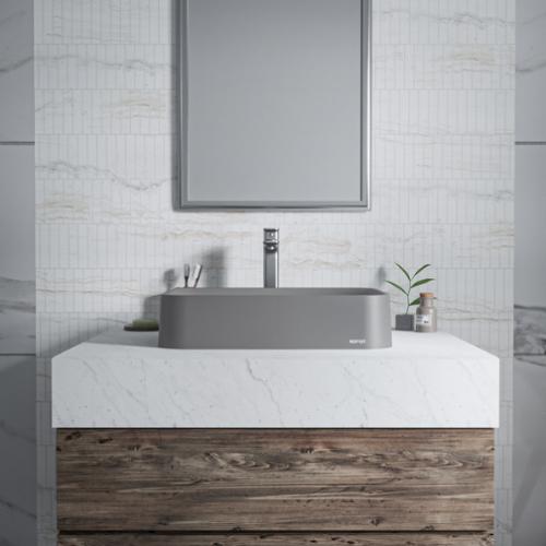 Quartz Composite Grey Bathroom Sink 7