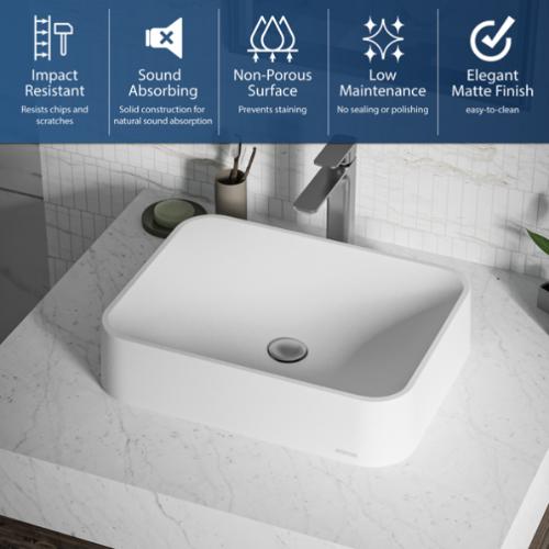 Quartz Composite White Bathroom Sink 3
