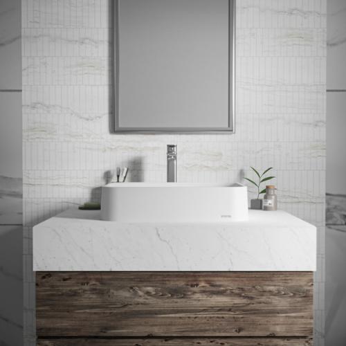 Quartz Composite White Bathroom Sink 7