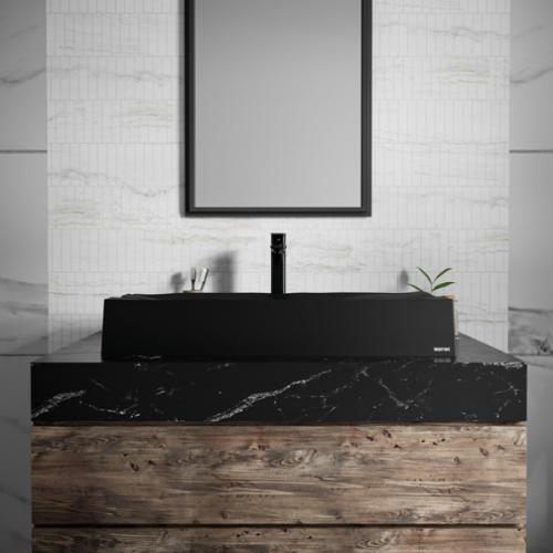 Quartz Composite Black Bathroom Sink 7