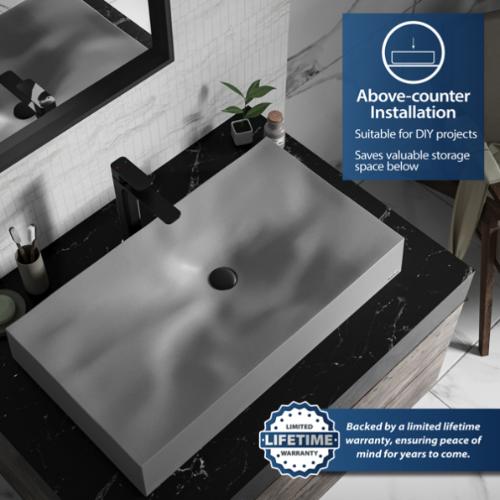 Quartz Composite Grey Bathroom Sink 2