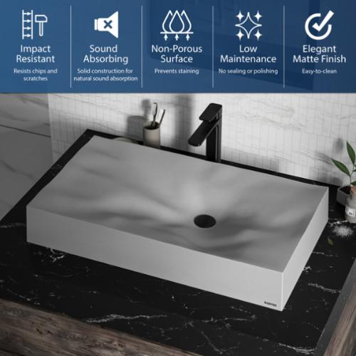 Quartz Composite Grey Bathroom Sink 3
