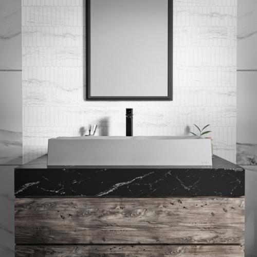Quartz Composite Grey Bathroom Sink 7