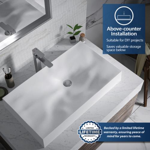 Quartz Composite White Bathroom Sink 2