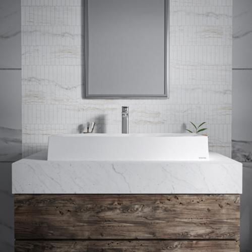 Quartz Composite White Bathroom Sink 7