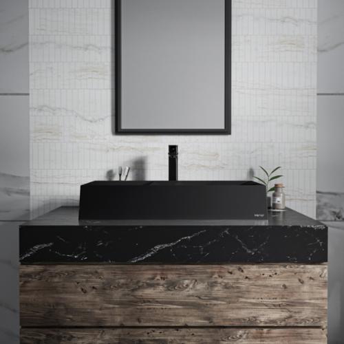 Quartz Composite Black Bathroom Sink 7
