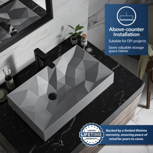 Quartz Composite Grey Bathroom Sink 2