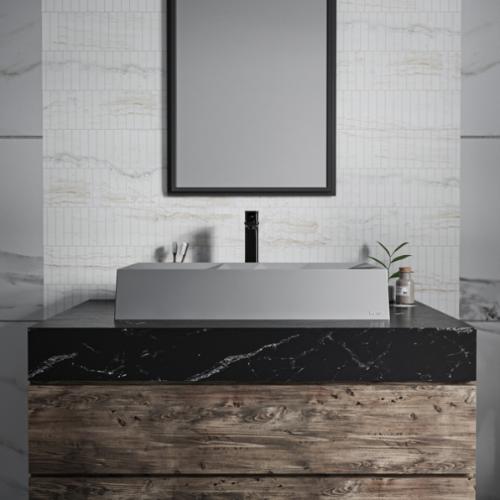 Quartz Composite Grey Bathroom Sink 7