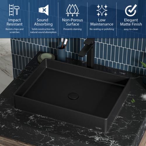 Quartz Composite Black Bathroom Sink 4