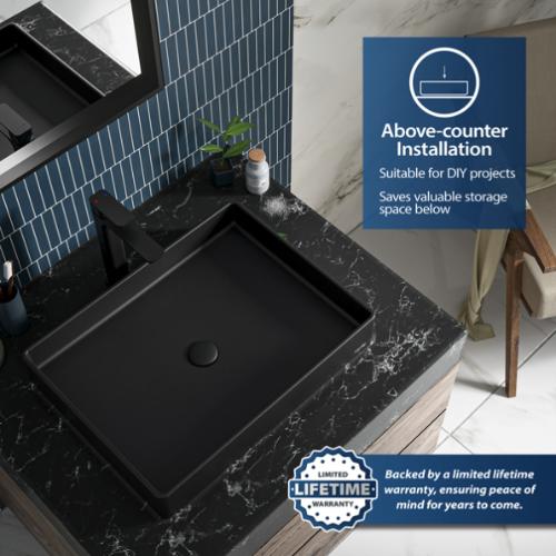 Quartz Composite Black Bathroom Sink 5
