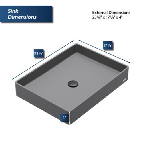 Quartz Composite Grey Bathroom Sink 2