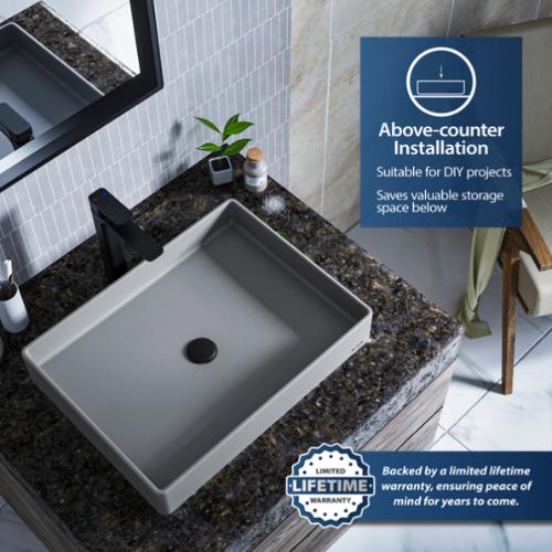 Quartz Composite Grey Bathroom Sink 4