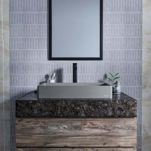 Quartz Composite Grey Bathroom Sink 7