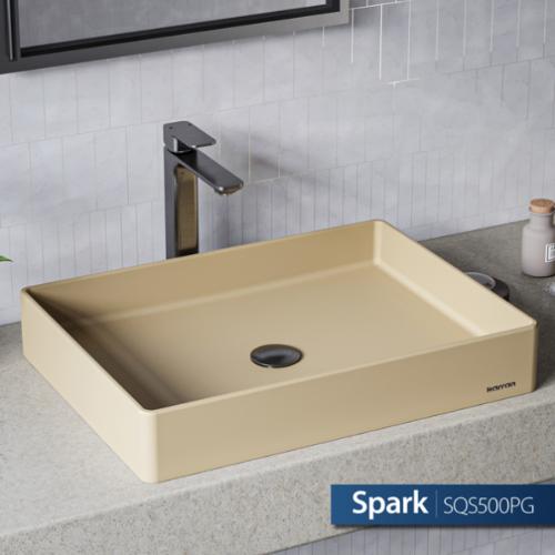 Quartz Composite Pale Gold Bathroom Sink 2