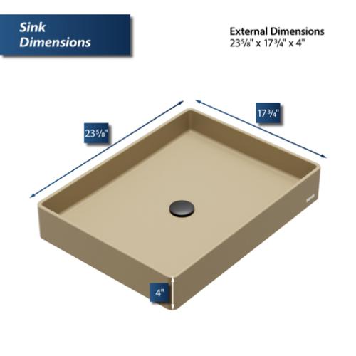 Quartz Composite Pale Gold Bathroom Sink 3
