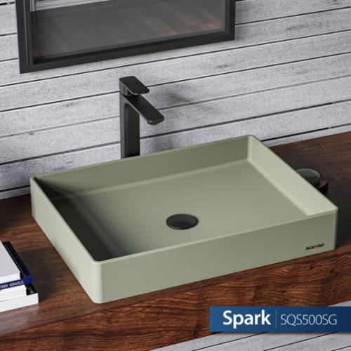 Quartz Composite Sage Green Bathroom Sink 2