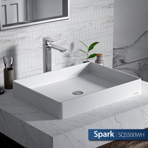 Quartz Composite White Bathroom Sink 2
