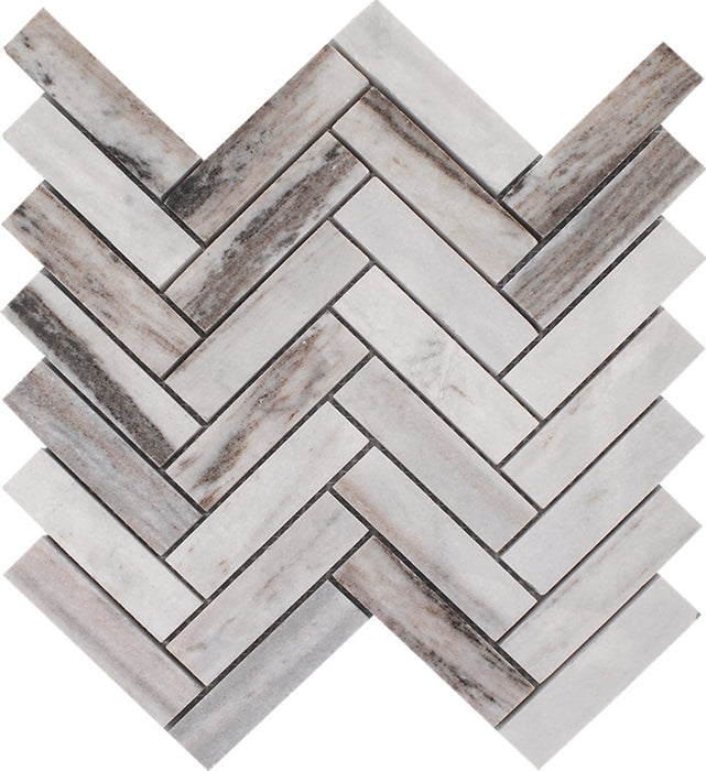 Full Sheet Sample -  Skyline Herringbone Natural Stone Mosaic - 10.75" x 11.5" Polished