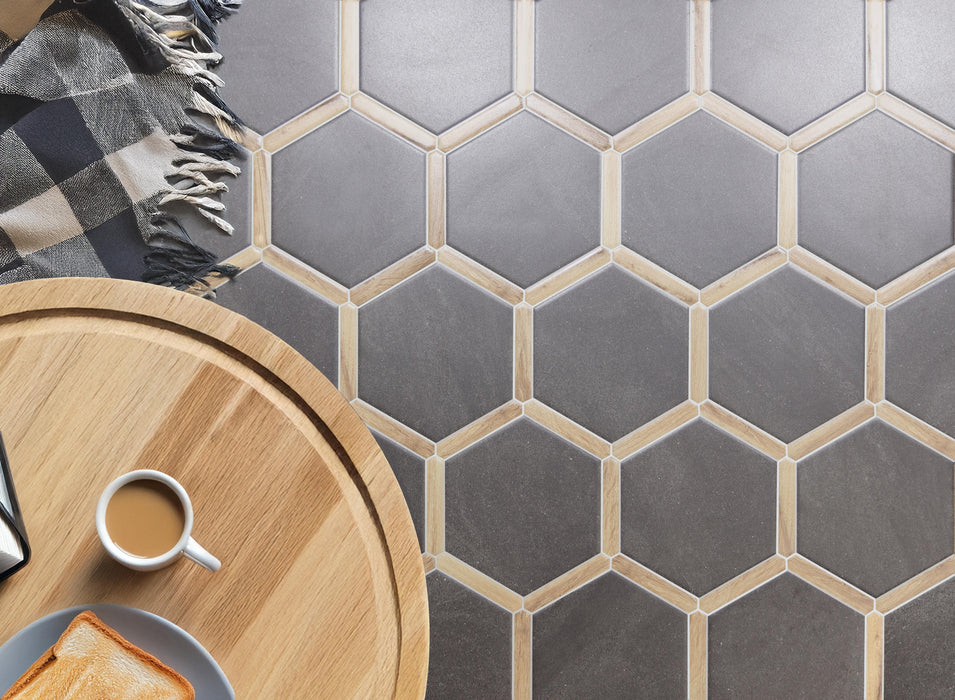 Avant Hexagon Sacramento Grafito Pino Porcelain Tile - Matte