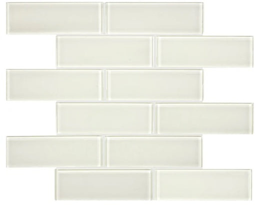 Full Sheet Sample - Aquatica Element Sand Staggered Glass Mosaic - 2" x 6" x 8 MM Glossy
