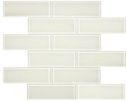 Full Sheet Sample - Aquatica Element Sand Staggered Glass Mosaic - 2" x 6" x 8 MM Glossy