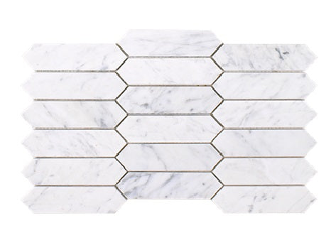 Full Sheet Sample - Venatino Goia Picket Fence Natural Stone Mosaic - 7.50" x 12" Satin
