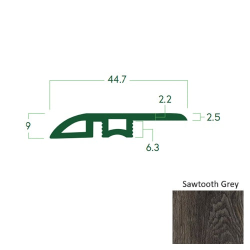 Quick Fit Sawtooth Grey Luxury Vinyl Moulding / Trim - 94" Reducer