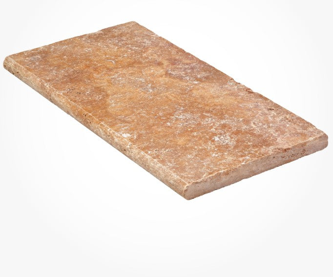 Scabos Cross Cut Travertine Bullnose Coping - Tumbled 1