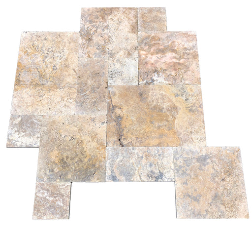 Scabos Travertine Paver Versailles Pattern - Tumbled