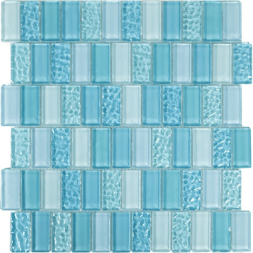 Full Sheet Sample - Aquatica Watercraft Sea Breeze Glass Mosaic - 1" x 2" Glossy