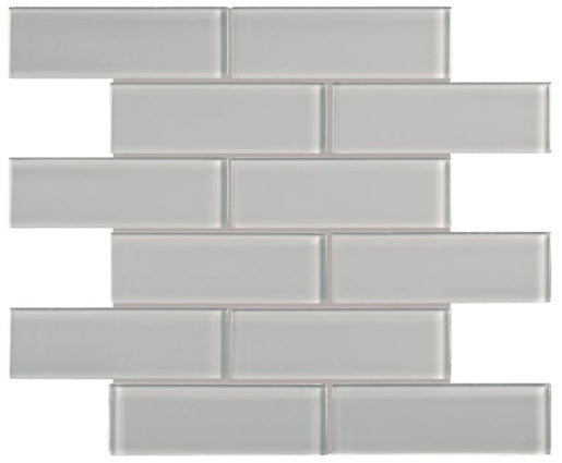 Full Sheet Sample - Aquatica Element Shadow Staggered Glass Mosaic - 2" x 6" x 8 MM Glossy